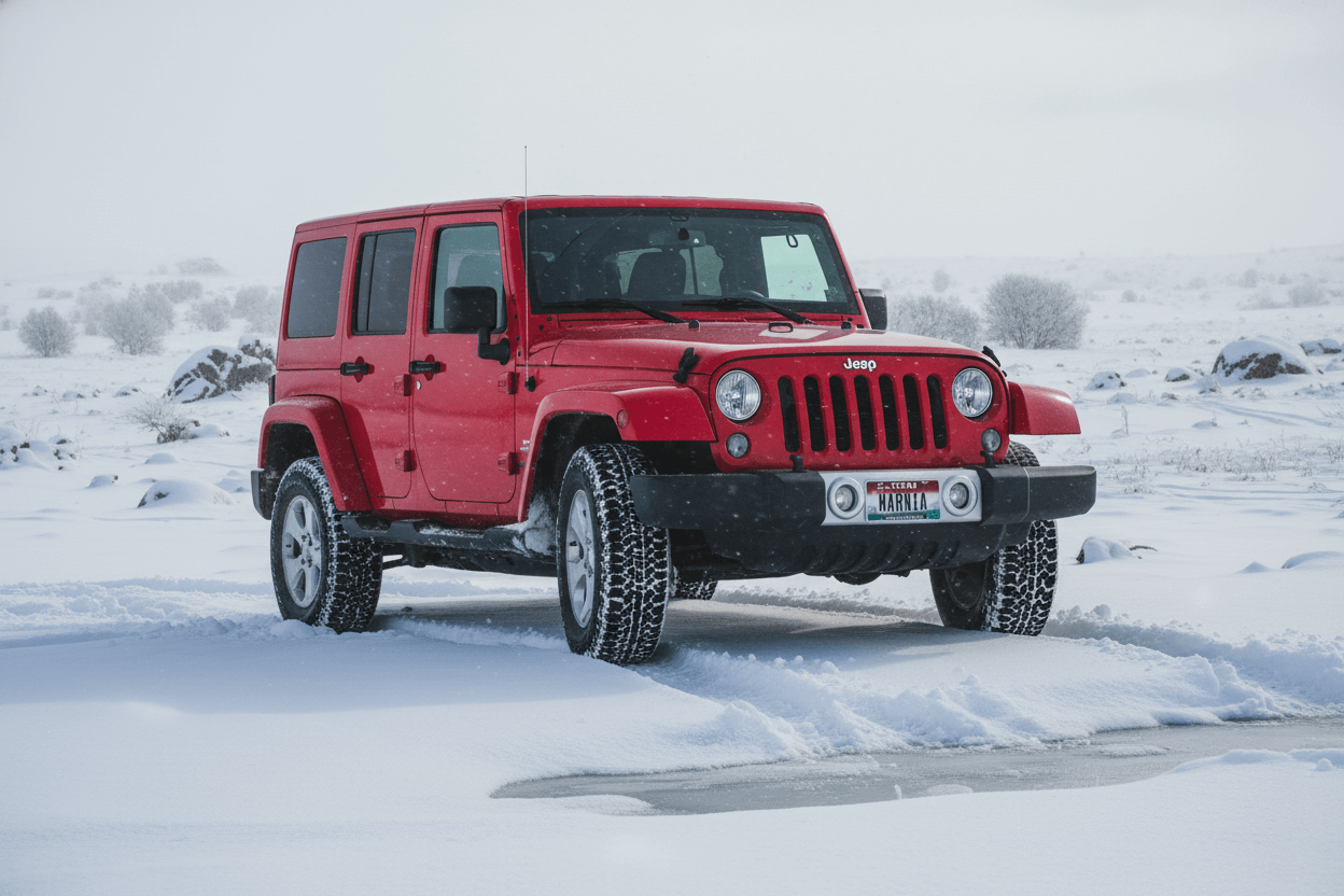 Change the background to a snowy winter landscape